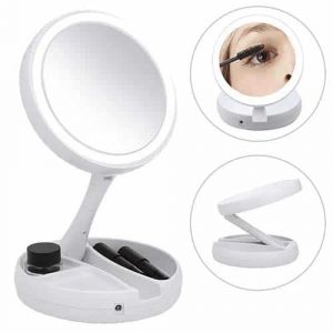 Espejo Doble Plegable con Luz Led