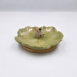 Porta Incienso y/o Joyero hojita gato